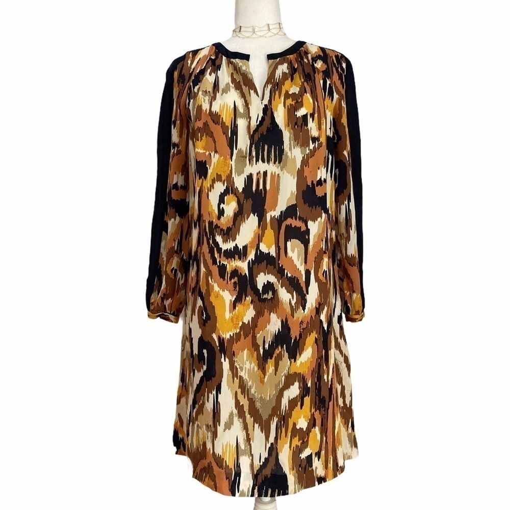 Tory Burch Gladys Matmi Ikat Print Silk Shift Dress - Picture 2 of 11